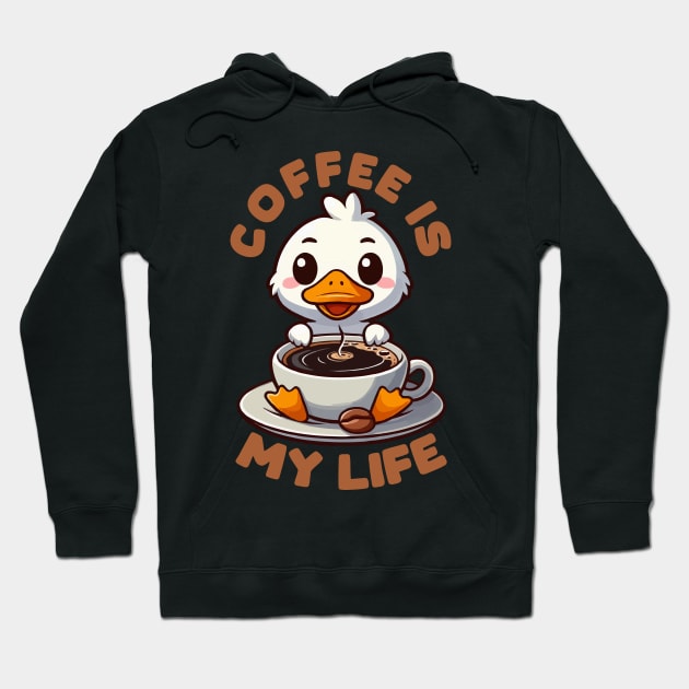 Duck Drinking Coffee Hoodie by MoDesigns22 